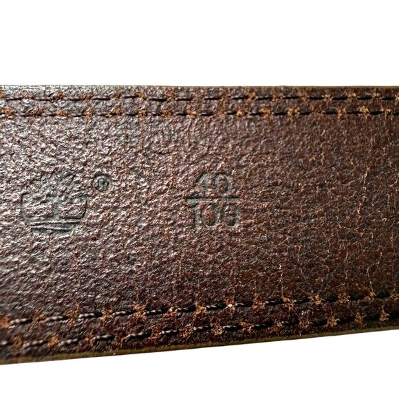 Timberland Genuine Leather Mens Belt With Metal Buckle In Brown Size 42/105 - Picture 3 of 10